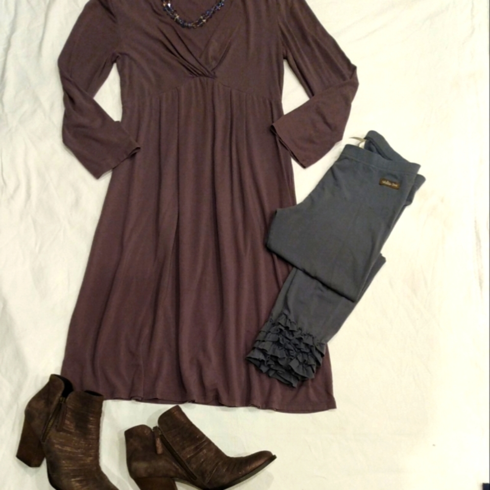 Matilda Jane S Garnet Hill Women XS Outfit London Ruffle Legging Dress Grey